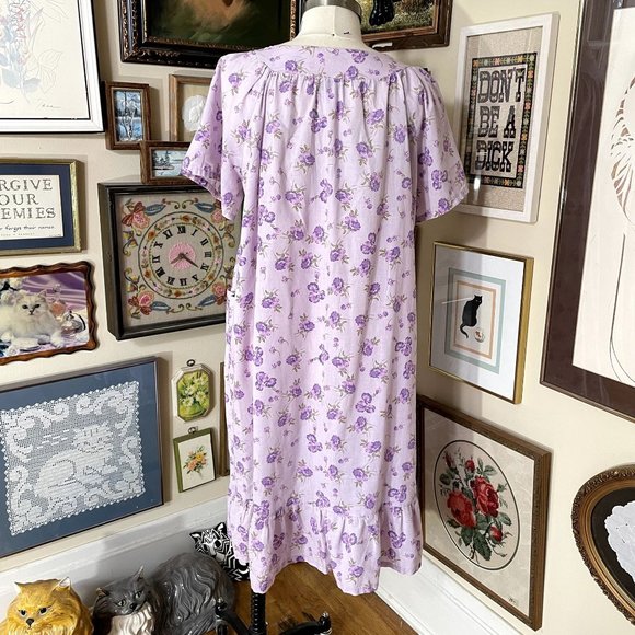 Anthony Richards Purple Floral Cotton Blend Lightweight Short Sleeve Patio Dress - Picture 3 of 4